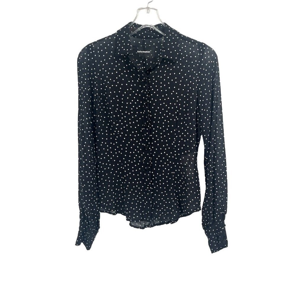 Reformation Black and White Polka Dot Blouse